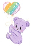 Cumpara ieftin Sticker decorativ cu Ursulet cu balon, Mov, 90 cm, 1239-28ST, Oem