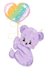 Sticker decorativ cu Ursulet cu balon, Mov, 90 cm, 1239-28ST foto