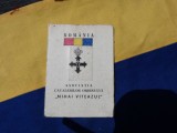 Legitimatie urmas al Ordinului Mihai Viteazul model 1944 cu spade cls a 3-a