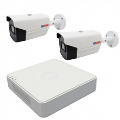 Sistem supraveghere video basic 2 camere Rovision oem Hikvision 2MP, Full HD, 2.8mm, IR 40m, DVR 4Canale video 4MP, lite SafetyGuard Surveillance