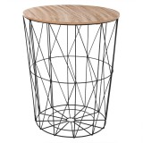 Masuta de cafea Atmosphera Kumi, rotunda, otel si MDF, 47x57 cm, negru