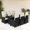 Gossi set bistro de gradina, 7 piese, cu perne, negru, poliratan