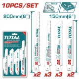 Set 10 buc lame fierastrau sabie Total pentru lemn si metal 150mm, 200mm