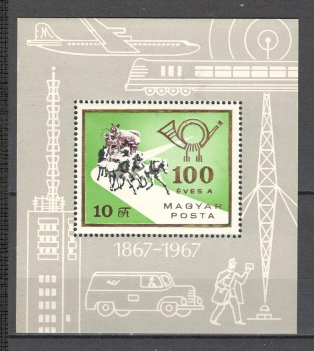 Ungaria.1967 100 ani Posta-Bl. SU.289