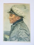 Rară! Carte poș.propagandă Germania nazistă ilustrator W.Willrich1939 circ.1944:Gunther Prien(Taurul din Scapa Flow) comandant submarin U-Boot 47