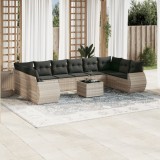 Gossi set canapele de gradina cu perne, 11 piese, gri, poliratan