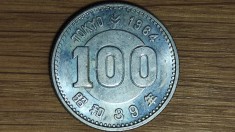 Japonia - moneda aniversara Olimpiada Tokyo - 100 yen 1964 argint aUNC -bijuterie!
