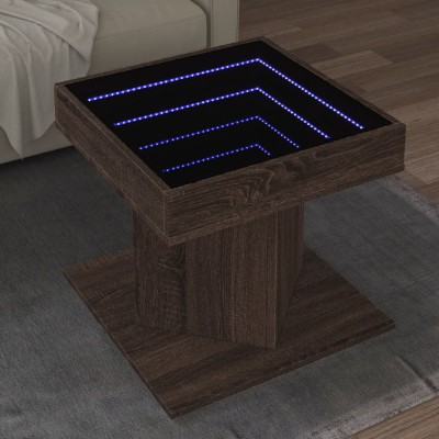 vidaXL Măsuță de cafea cu LED stejar maro 50x50x45 cm lemn prelucrat 847566 foto
