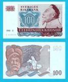 Suedia (pick 54) 100 Kronor 1981 aUNC+ serie: G 408424; Gustaf Adolf
