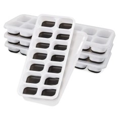 Set 4 tavi pentru gheata AcrossSea, 24.3 x 9.9 x 2.5 cm, silicon, plastic, alb, negru