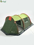 Cort camping 3 persoane, impermeabil, 2 camere, verde