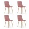 Set 4 scaune bucatarie/dining, Artool, Kara, catifea, lemn, roz, 44.5x50.5x87 cm