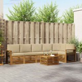 vidaXL Seturi de canapele 7 pcs Natural și Bej Lemn Solid de Acacia 3374943