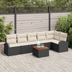 Set de canapele pentru gradina 7 pcs Negru Rattan poli foto