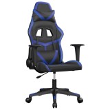 Cumpara ieftin Scaun de gaming de masaj, negru si albastru, piele ecologica