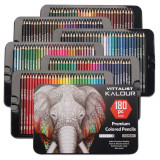 Set profesional de creioane colorate pentru desen si schite VITTALIST, Cutie rezistenta de metal, 180 de culori