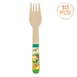 Furculițe Party, Model Dinozaur, Lemn, Set 10 Bucăți, 16 cm, Oem