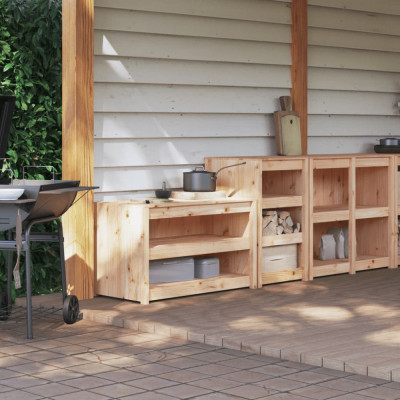 vidaXL Dulapuri de bucătărie de exterior, 2 buc., lemn masiv de pin foto