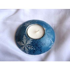 Decoratiune sarbatori de iarna, suport lumanare cu fulgi de nea stilizati 25796