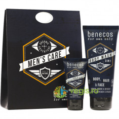 Set Cadou Men's Care: Gel de Dus 3-in-1 pentru Ten, Corp, Par Bio 200ml + Balsam After Shave Hidratant si Calmant Bio 50ml