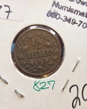 827 German East Africa, &frac12; Heller - Wilhelm II 1904, KM#6, rara