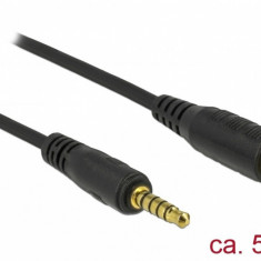 Cablu prelungitor jack stereo 3.5mm 5 pini T-M Negru 5m, Delock 85704