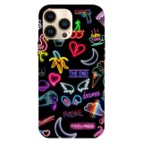 Husa compatibila cu Apple iPhone 12 model Neon stickers pattern, Silicon, TPU, Viceversa, Transparent, Carcasa