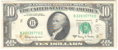 SV * SUA / Statele Unite ale Americii 10 $ / TEN DOLLARS 1963 A * VF foto