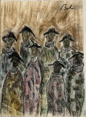 Studiu pentru ciclul Spaime, Corneliu Baba, creioane cerate, 20x28 cm, artă rom&acirc;nească, artist rom&acirc;n, schiță studiu