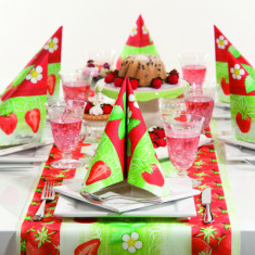 Servetele de masa festive Linclass - Strawberry (capsuni) / 40 x 40 cm / 50 buc