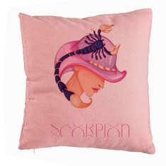 Perna Decorativa, Model Zodia Scorpion, 40x40 cm, Roz, Husa Detasabila, Burduf foto