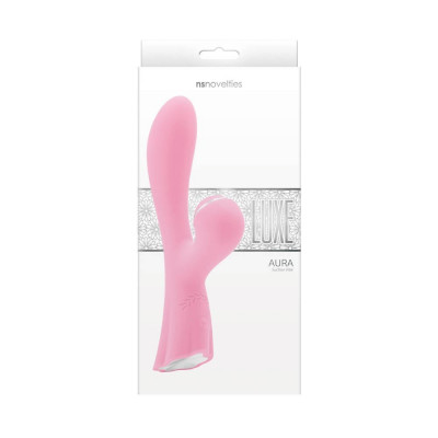 Luxe Aura Pink - Vibrator Rabbit cu Aspirator pentru Clitoris, 19,5x3,8 cm foto