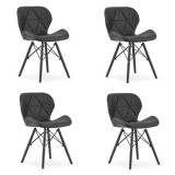 Set 4 scaune stil scandinav, Artool, Lago, piele ecologica, lemn, negru, 47.5x52x74 cm GartenVIP DiyLine