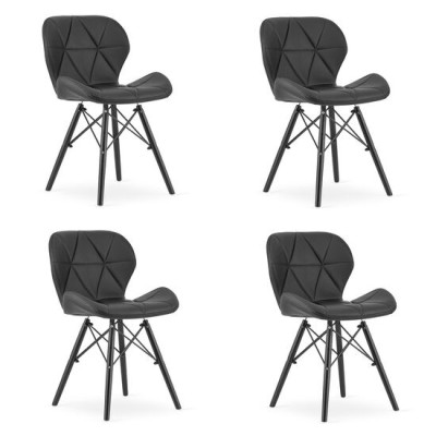 Set 4 scaune stil scandinav, Artool, Lago, piele ecologica, lemn, negru, 47.5x52x74 cm foto