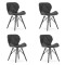 Set 4 scaune stil scandinav, Artool, Lago, piele ecologica, lemn, negru, 47.5x52x74 cm