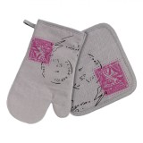 Set Mănușă și șerveț Bucătărie, Model Timbre, Culoare Gri, 2 Bucăți, Oem