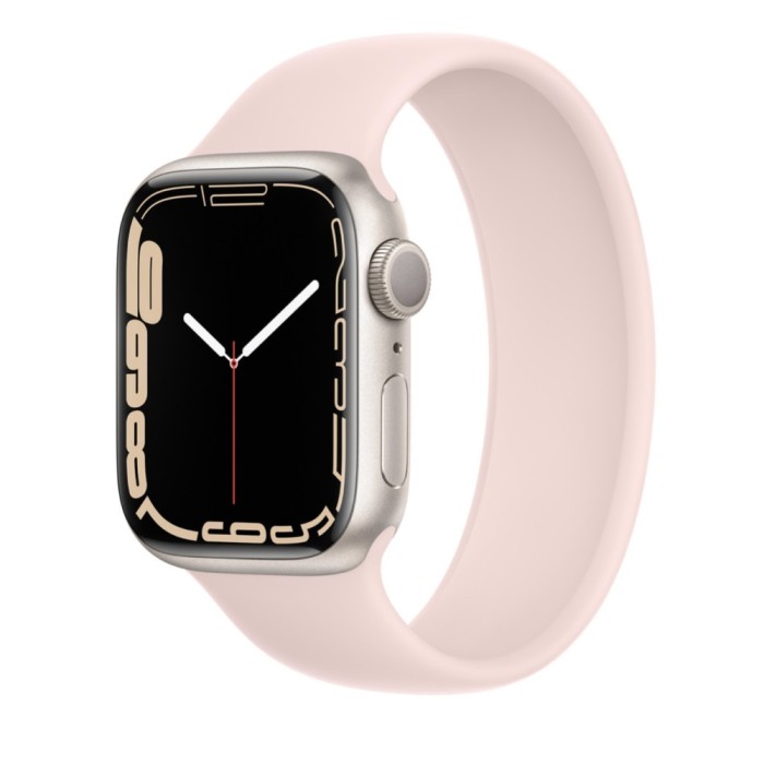 Bratara silicon tip solo loop marca THD pentru Apple Watch 41 mm seria 7 si seria 8, marimea S, lungime incheietura mana 158-177 mm, culoarea roz sand