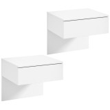 HOMCOM Set de 2 Noptiere Suspendate cu Sertar Montate pe Perete pentru Dormitor 40x35x36,2 cm Alb lucios | Aosom Romania