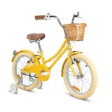 Bicicleta cu roti ajutatoare si cos, Rizz Jr, 20 inch, Yellow
