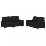 Cumpara ieftin Set de canapele cu perne, 2 piese, negru, textil
