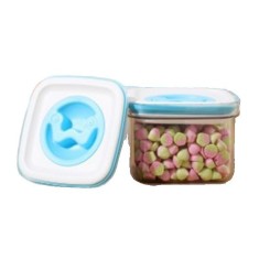 Cutie de Depozitare pentru Bucatarie, Cyrax, 600 ml, din ABS+PET+Silicon, Capac Alb/Albastru, 11.5 x 8 x 8 cm, Transparent foto