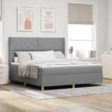 VidaXL Pat cu arcuri cu saltea Gri deschis 180 x 200 cm țesătură