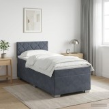 Cumpara ieftin Pat box spring cu saltea si LED Gri inchis 80 x 200 cm Catifea