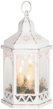 Felinar decorativ LED de Craciun Morocco alb, cu lumanari si timer
