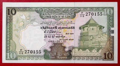 SRI LANKA 10 RUPEES 1989 UNC necirculata ** foto