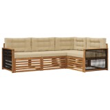 vidaXL Set de canapele de exterior cu pernă 4 pcs Natural și Bej 3383296