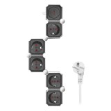 PRELUNGITOR LOGILINK, flexibil 180 grade, Schuko x 5, cablu 3G 1.5mm2, 230 V/16 A, 50 Hz, max. 3600 W, buton intrerupator iluminat, IP20, 1.5m, alb/ne