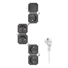 PRELUNGITOR LOGILINK, flexibil 180 grade, Schuko x 5, cablu 3G 1.5mm2, 230 V/16 A, 50 Hz, max. 3600 W, buton intrerupator iluminat, IP20, 1.5m, alb/ne foto