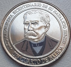 1/4 Balboa 2018 Panama, Justo Arosemena, unc, km#181