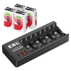Incarcator cu 4 acumulatori 9V, Li -Ion, 600 mAh